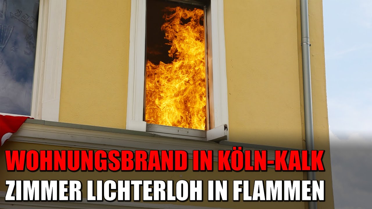 Wohnung lichterloh in Flammen in Köln-Kalk: Eintreffen der Feuerwehr am Einsatzort | 18.07.2024