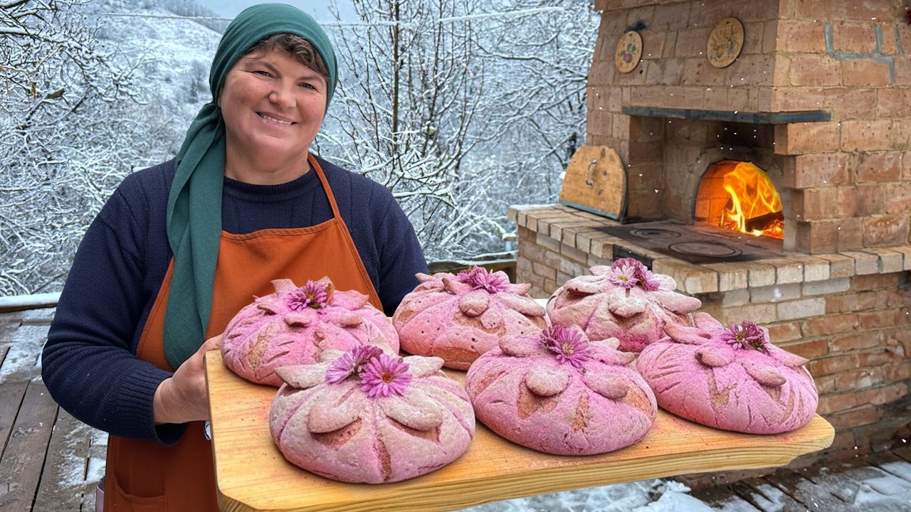 Baking Natural Pink Bread in the Countryside | A Quiet Morning of Slow Living