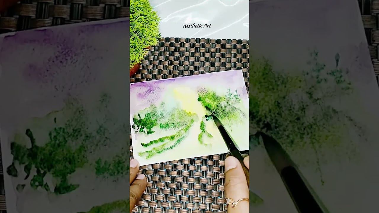Watercolor aesthetic scenery painting ideas for beginners step by step 💫✨||Aesthetic Art 