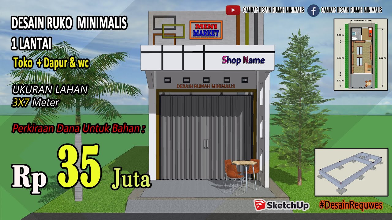 Desain Ruko 1 Lantai Minimalis Budget 35 Juta!