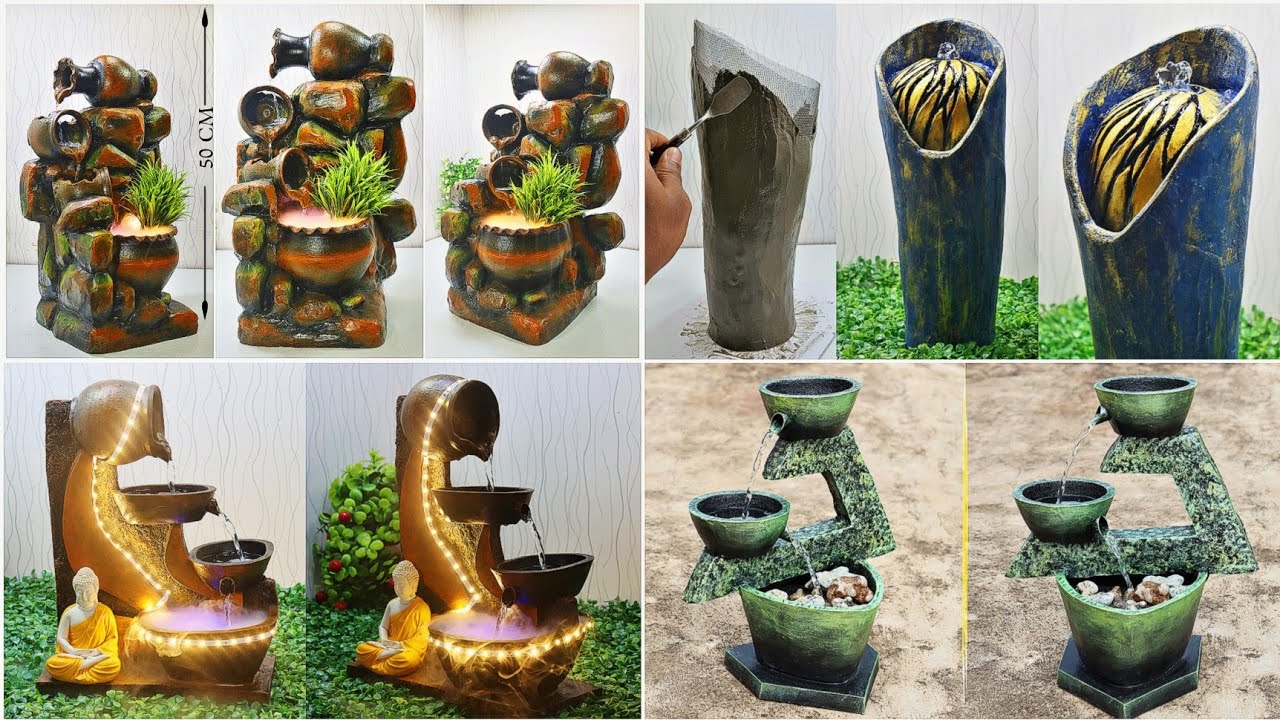 Cemented Craft - Amazing 4 Best Homemade Indoor Strongest Waterfall Fountain | Cemented Life Hacks