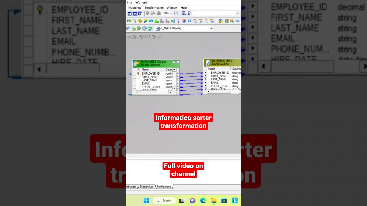sorter transformation in informatica power center|full video on channel