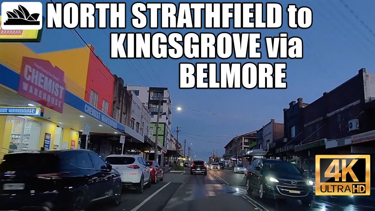 4K Sydney drive: North Strathfield to Kingsgrove via Belmore at sunset