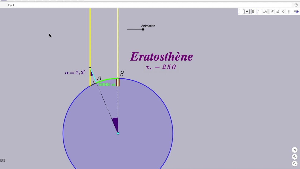 Erathostène: mesure de la circonférence de la Terre. Enseignement scientifique