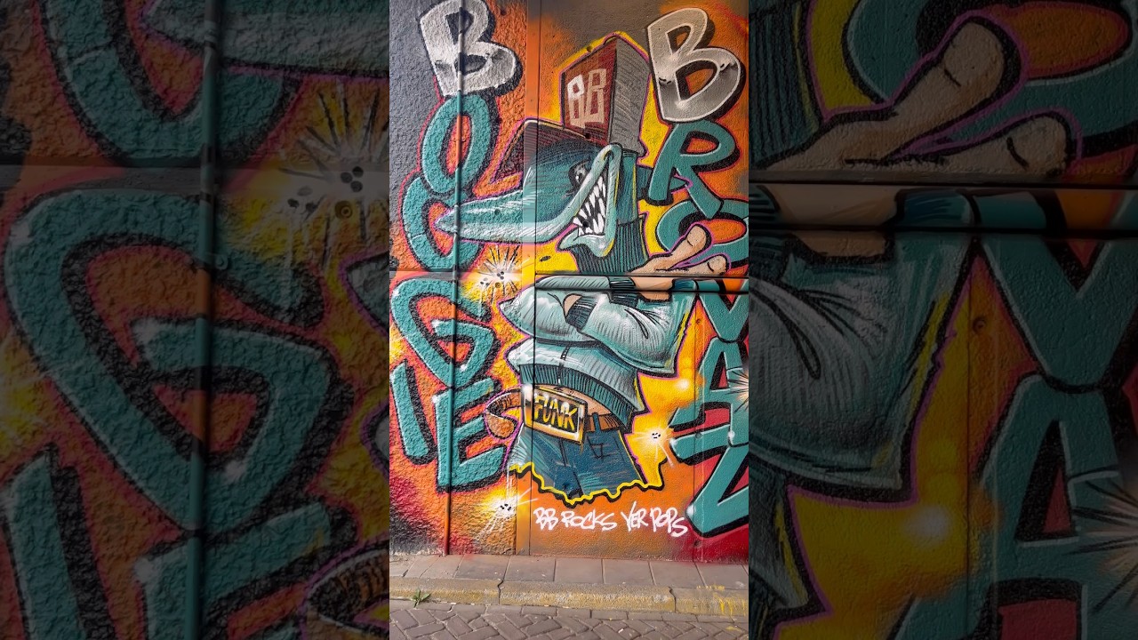 Funky 🦈 by unknown artist - Amsterdam, The Netherlands. #streetart #graffiti #mural #shorts
