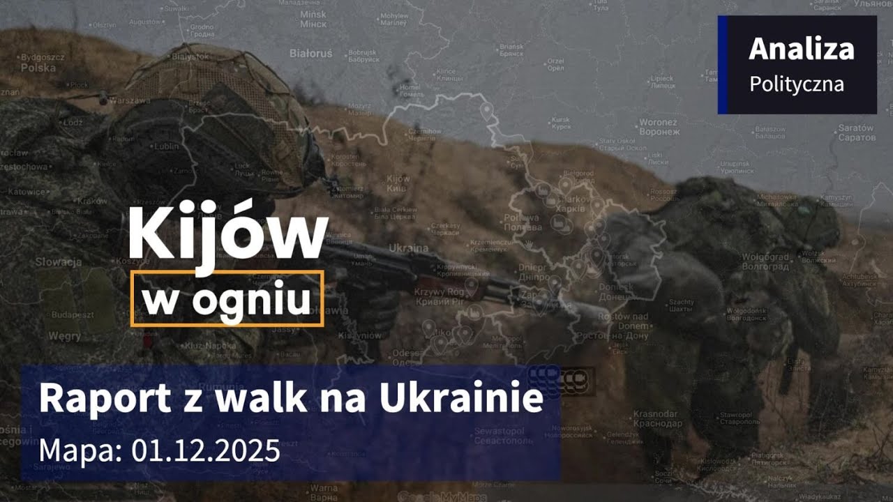 Wojna na Ukrainie Mapa 01.12.2025 - Kijów w ogniu
