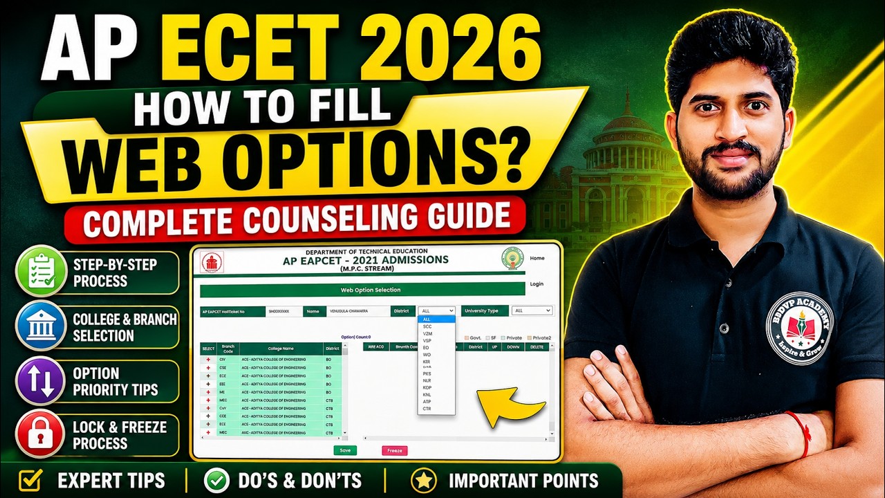 AP ECET 2026 Web Options Filling Process | Complete Counselling Guide
