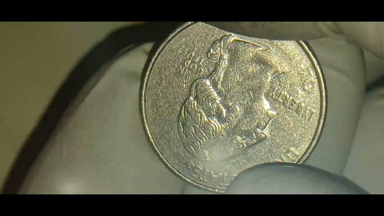 2002 P LOUISIANA STATE US QUARTER WITH SEVERE STRUCK THROUGH MINT ERROR OBVERSE/REVERSE