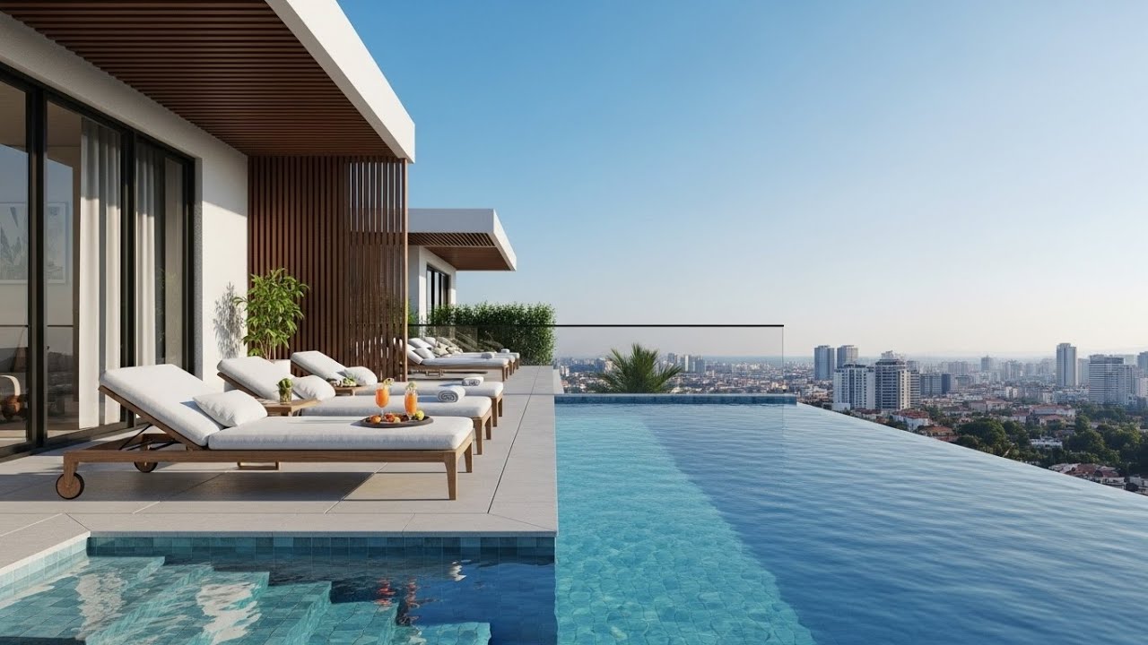 Luxury Poolside Chill 🌅 | Relaxing Summer Vibes for Stress Relief & Deep Calm