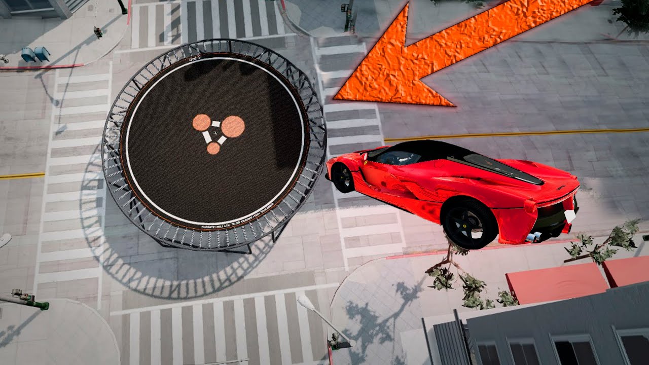 Cars vs Trampoline 😱 &ndash; BeamNG.Drive