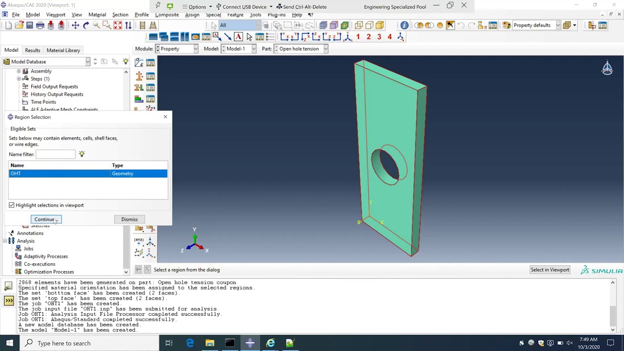 Abaqus - Partitions, Meshing algorithms and parametric study