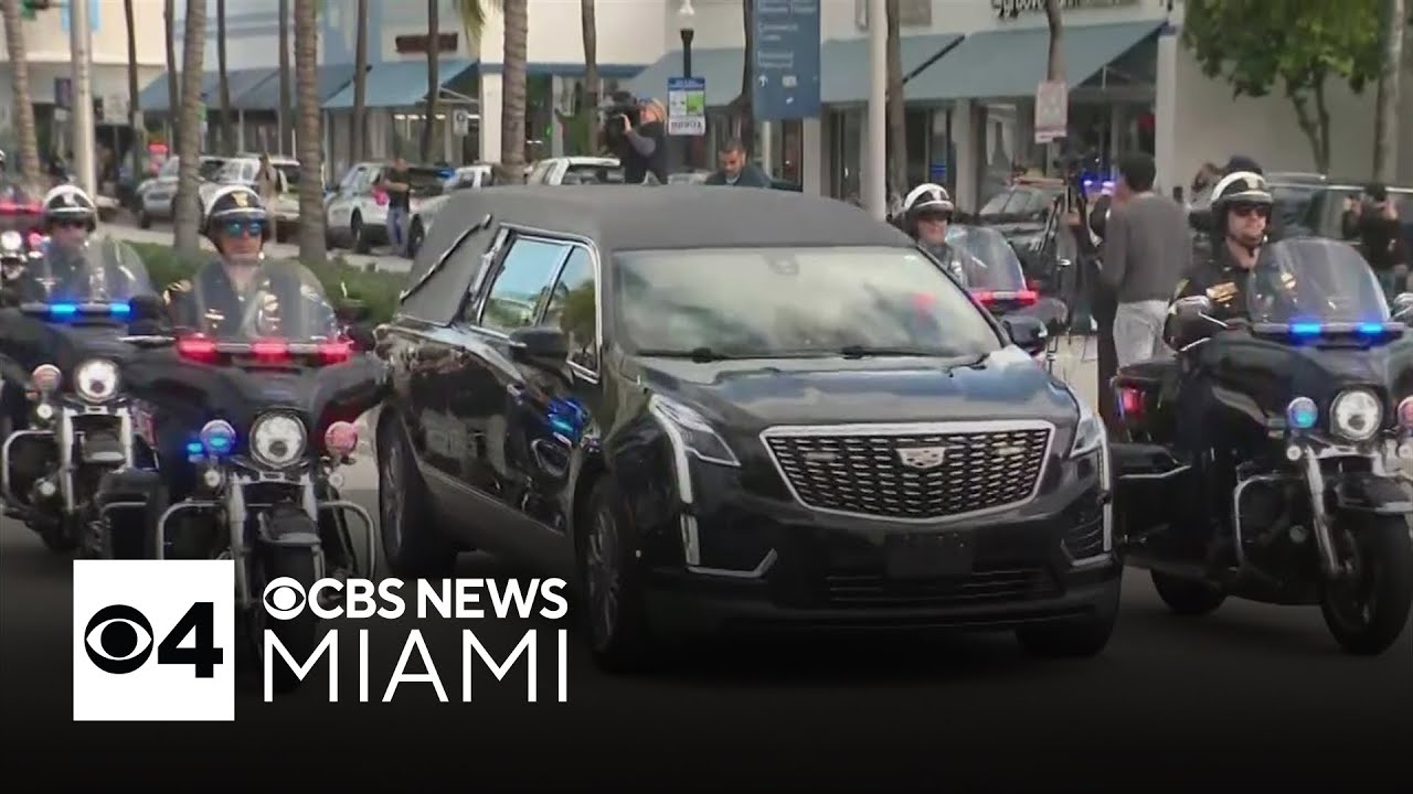 Hundreds line up to watch procession of fallen Miami Beach Police Sgt. David Cajuso