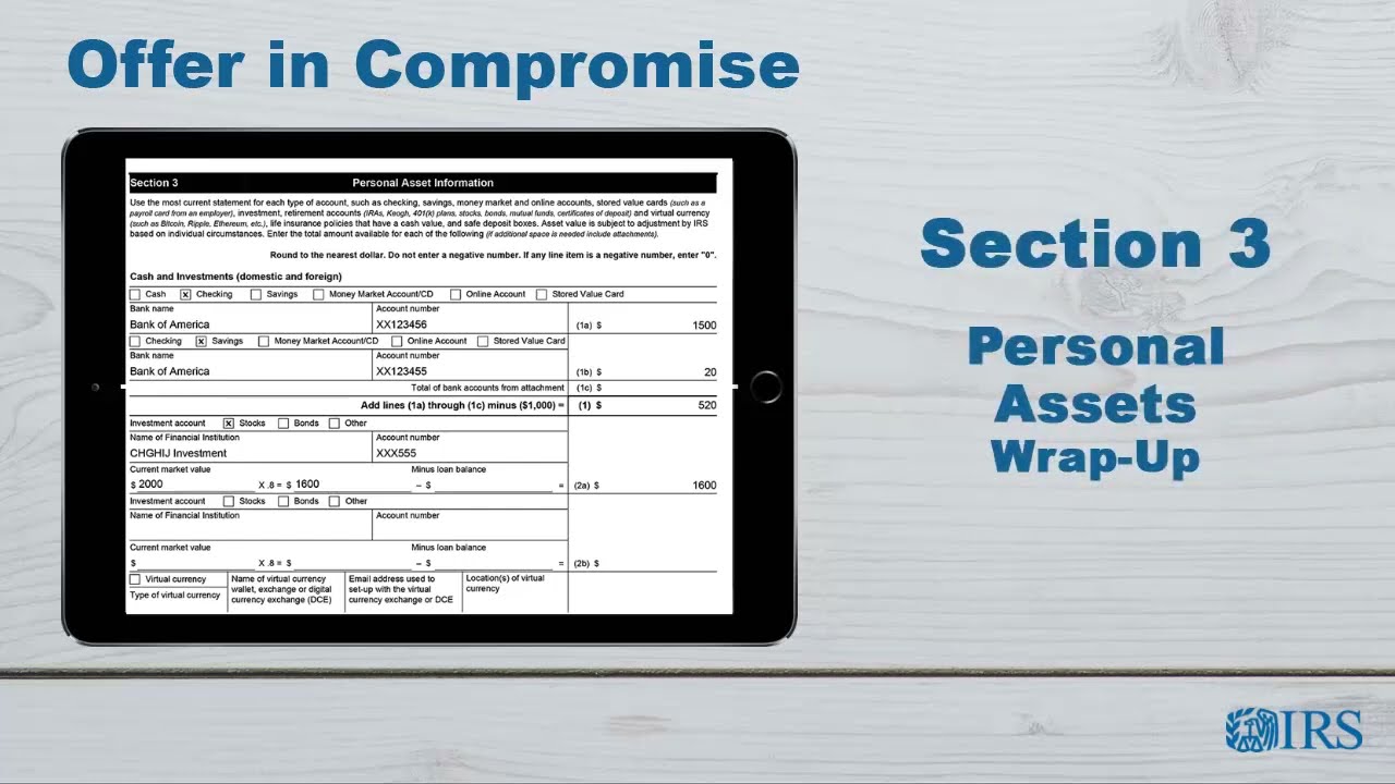 How to Complete Form 433-A (OIC) - Section 3 Personal Assets Wrap-up