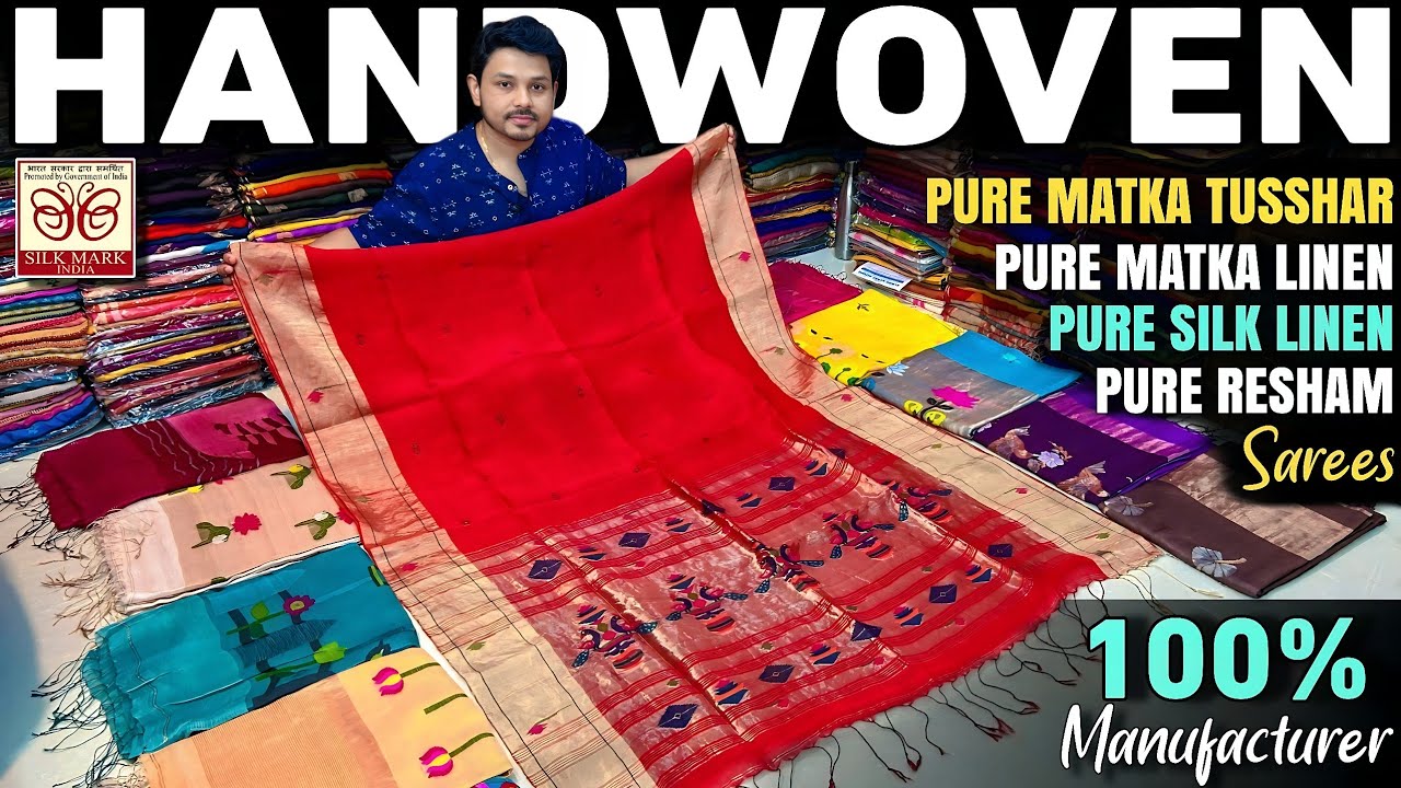 Pure Matka Linen With Silk Mark Certified/ Pure Silk Linen /Resham Muslin /Linen Saree Manufacturer