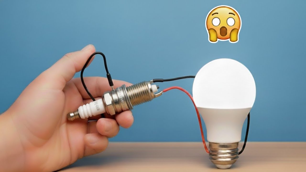 Millions of People Don't Know This Secret to Turn Led Bulb On With Spark Plug |Generate Electricity