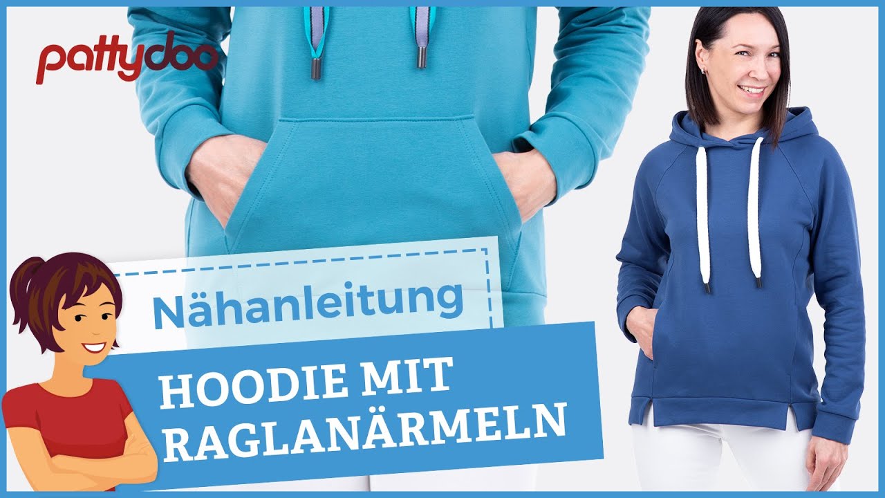 Hoodie mit Raglanärmeln, Nahttaschen oder Kängurutasche - Anleitung zum Selbernähen