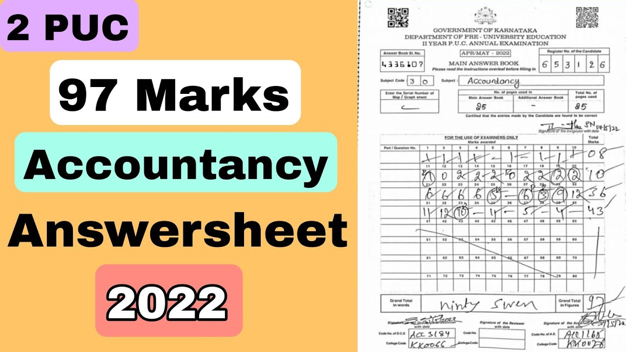 2 PUC High Scored Accountancy Answersheet 2022| 94% In Annual Exam
