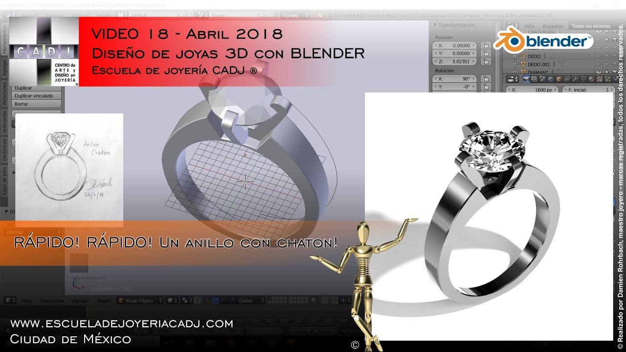 VIDEO 18 Diseño de joyería 3D BLENDER Escuela de joyería CADJ
