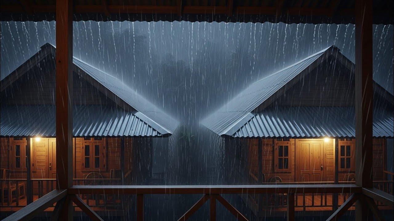 Steady Night Rain in a Cabin for Deep Sleep, Concentration and Relaxation