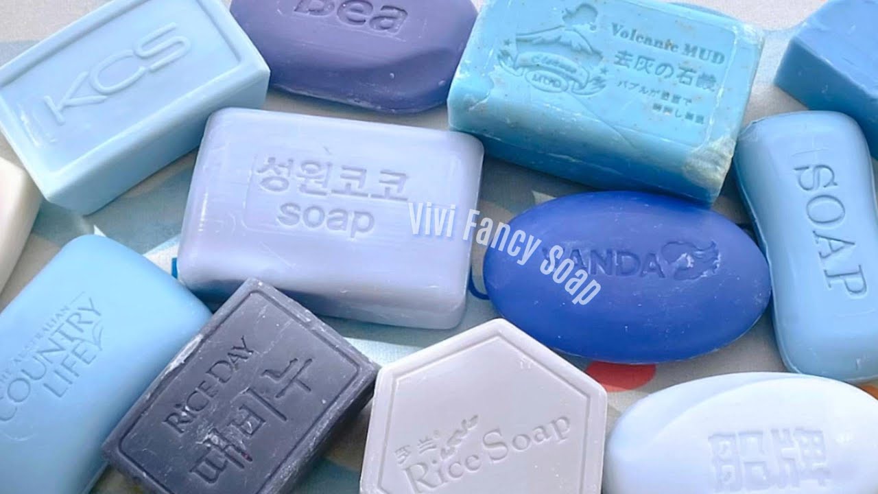 ASMR Soap Cutting/Dry Soap Cutting ASMR/Satisfying Sound ASMR/No Talking/Blue Soaps💙🔵🟦🖤⚪