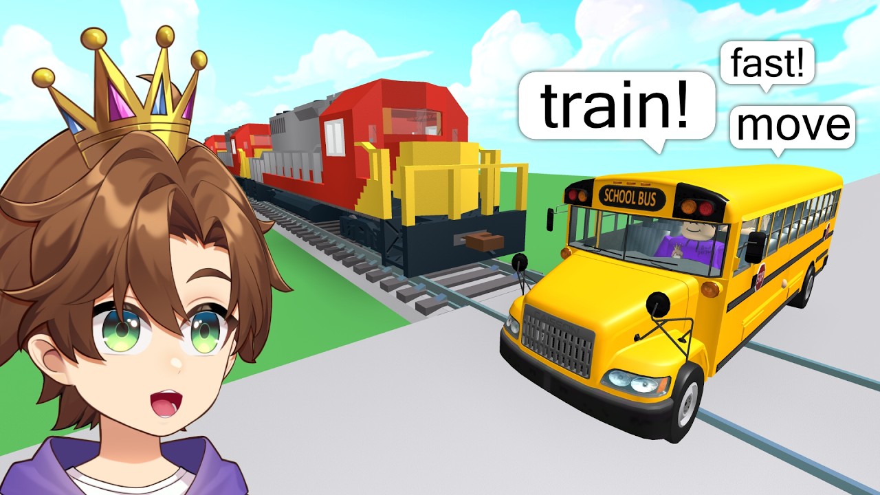 I Drive BUS on TRAIN Tracks BUT a TRAIN in COMING in Roblox