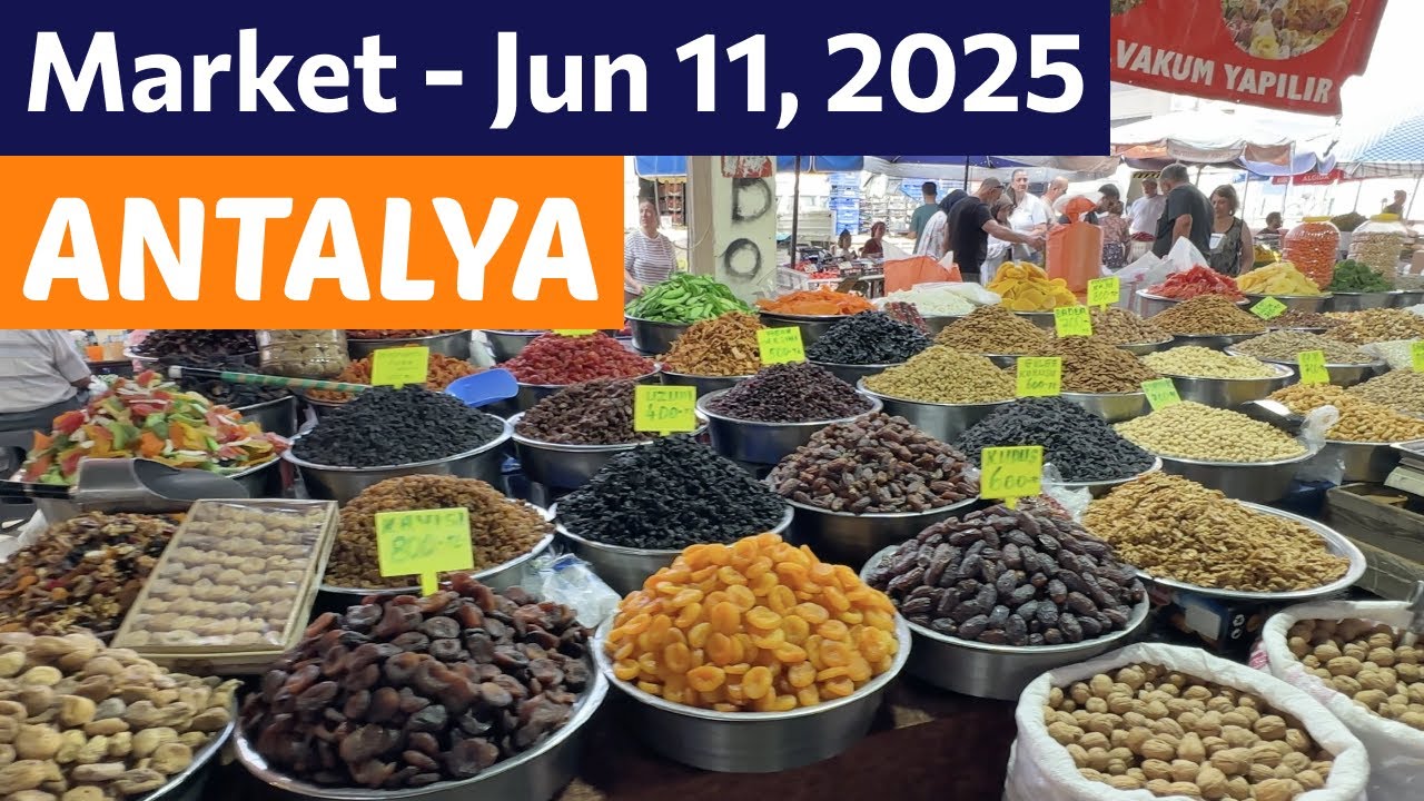 Liman Market (Konyaalti), prices as of Jun 11, 2025 - Antalya, Turkey - 4K