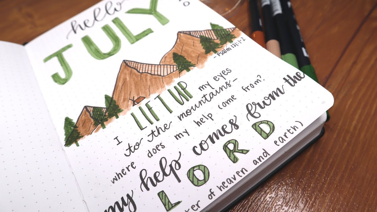 July Bullet Journal Setup | 🏕 Camping Themed Bullet Journal | Christian Bullet Journal