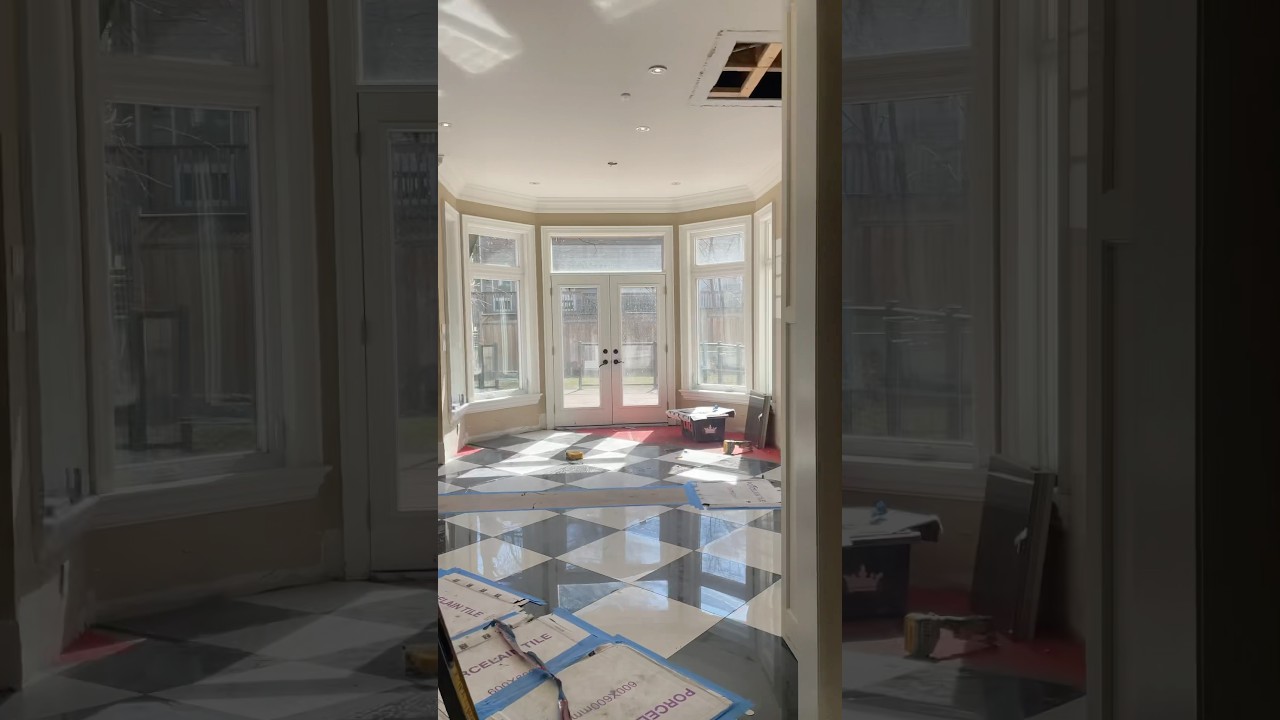 Porcelain slab and tile installation for our Toronto renovation project. #torontocontractor #reno