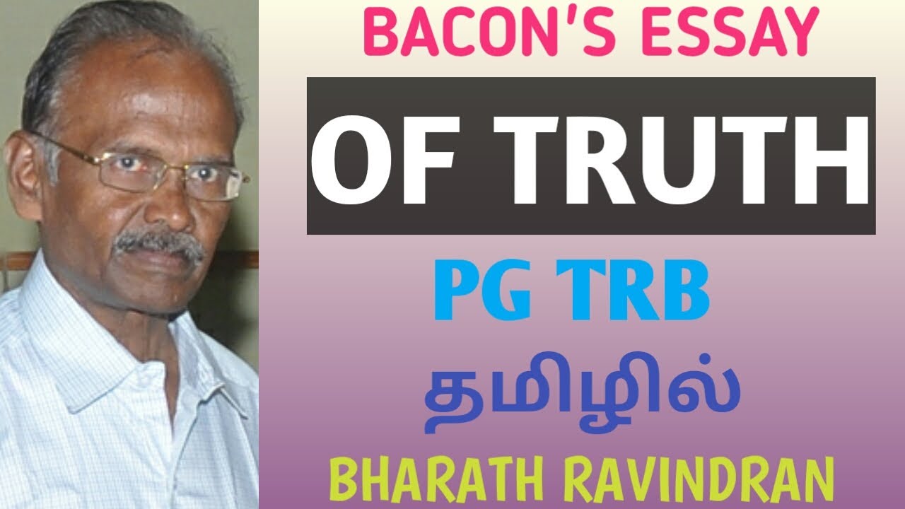 Of Truth by Francis Bacon / in Tamil / PG TRB / Bharath Ravindran / Bharath Academy