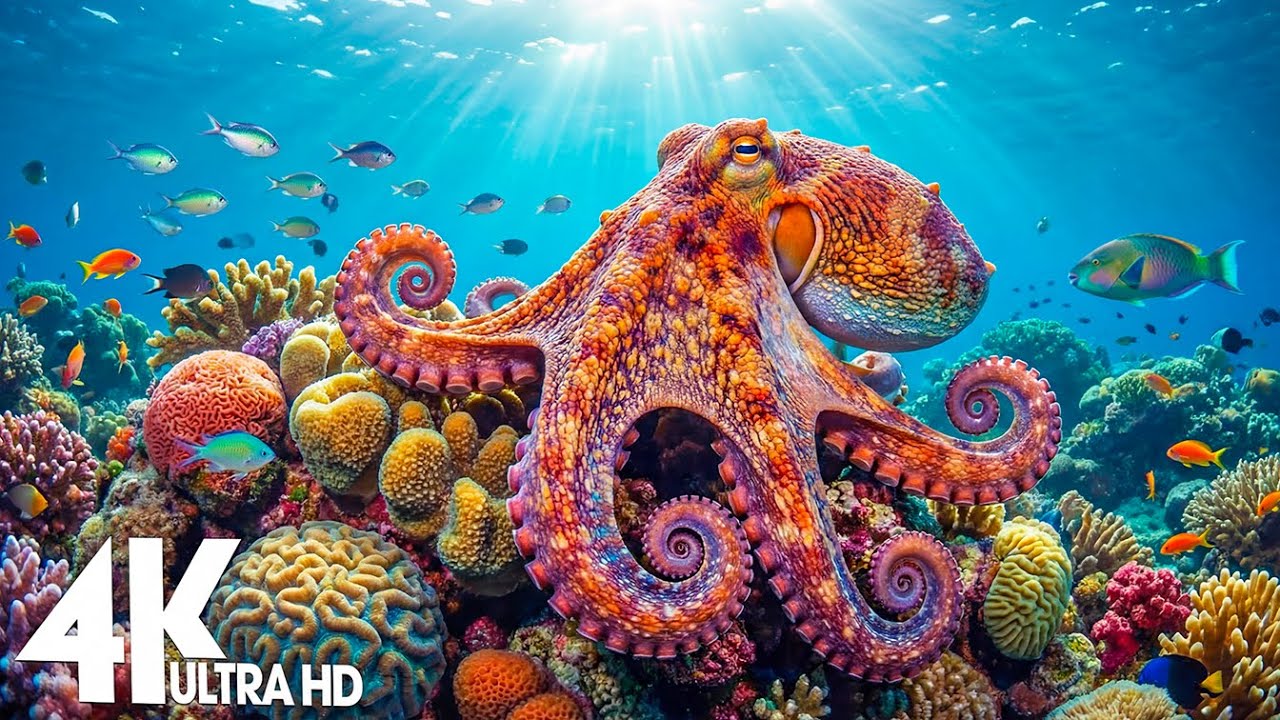 Aquarium Music VIDEO 4K (ULTRA HD) 🐠 Beautiful Reef Fish | Video for Your TV