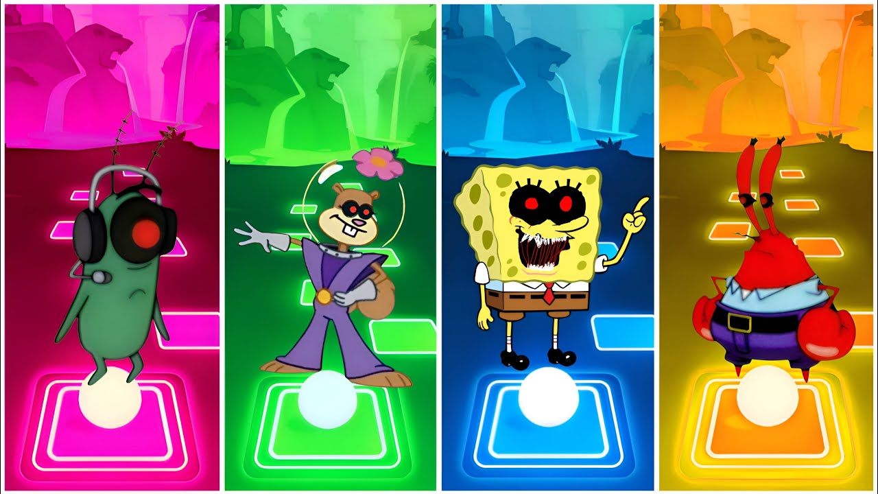 PLANKTON EXE VS SANDY EXE VS SPONGEBOB EXE VS MR KRABS EXE | TILES HOP