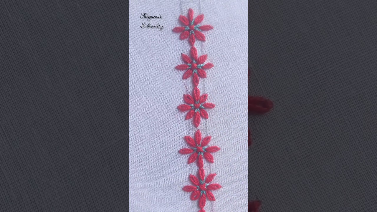 Simple Flower Borderline Embroidery. 