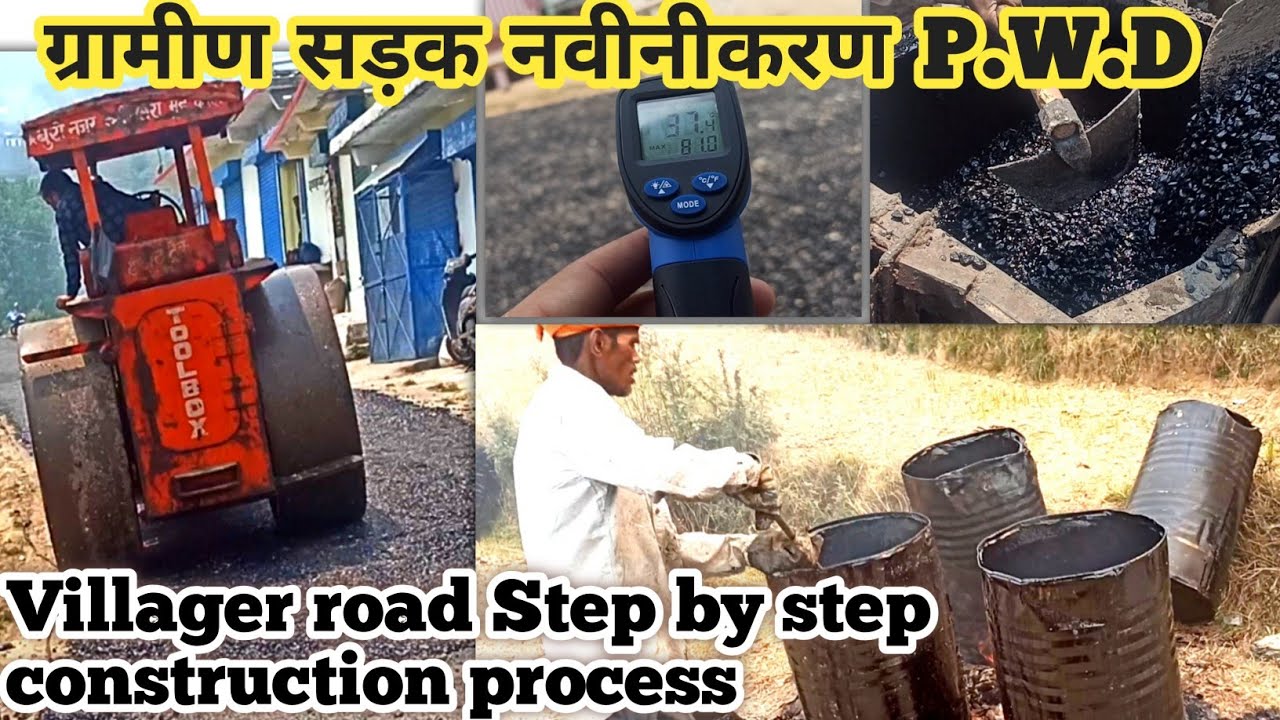 Villager road construction | Road construction process step by step | Bitumen road | PWD Road work