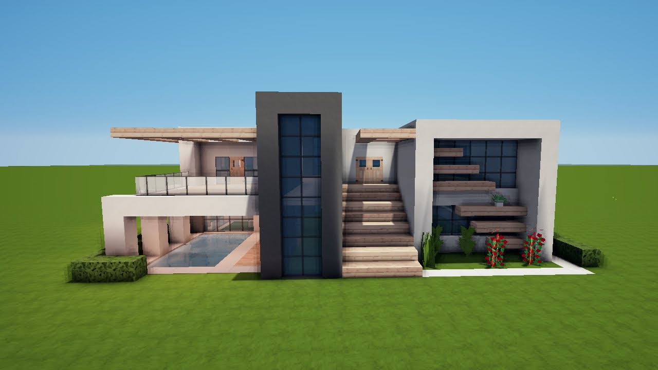 GROßES MODERNES MINECRAFT HAUS mit POOL bauen TUTORIAL [HAUS 59]