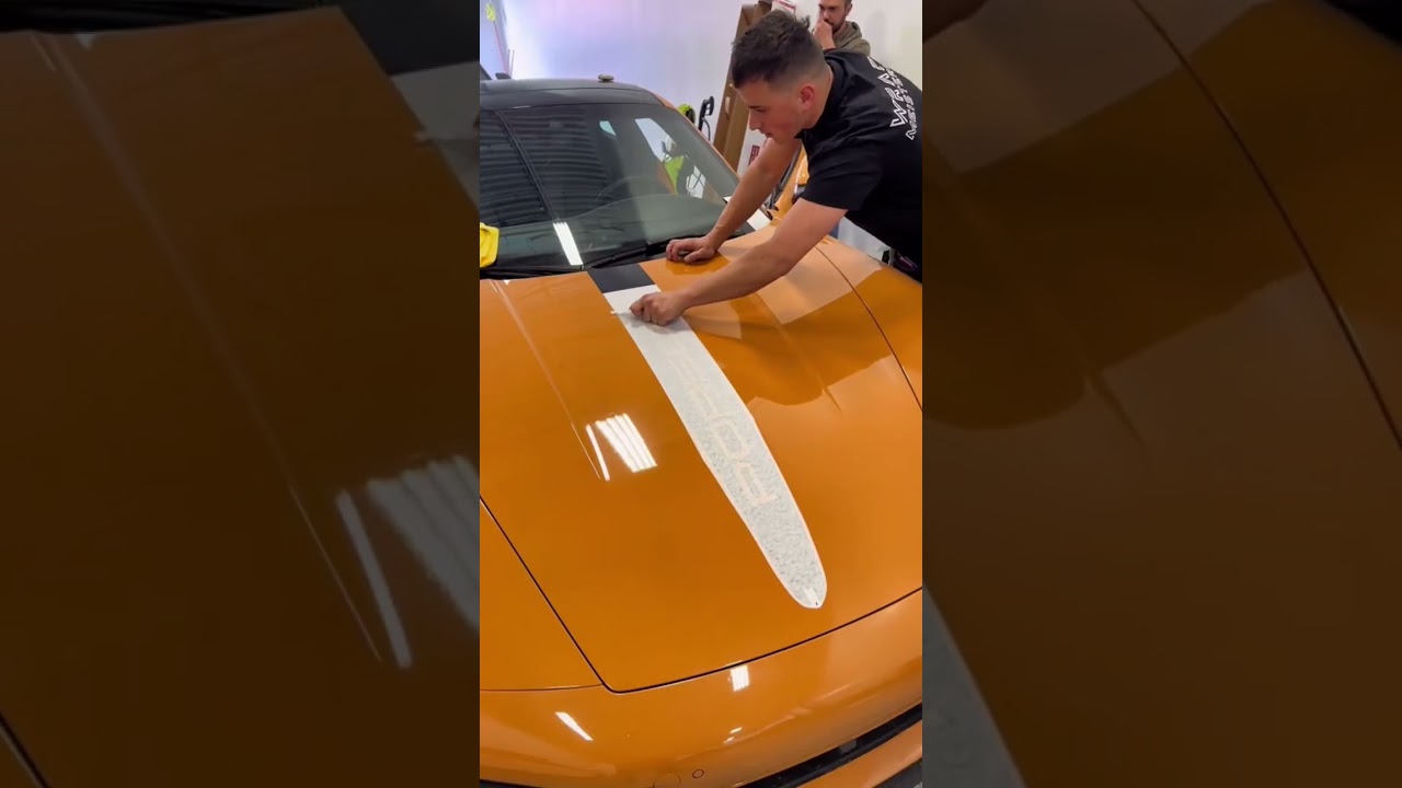 Porsche 992 GTS getting custom hood stripe #carwrap #porsche