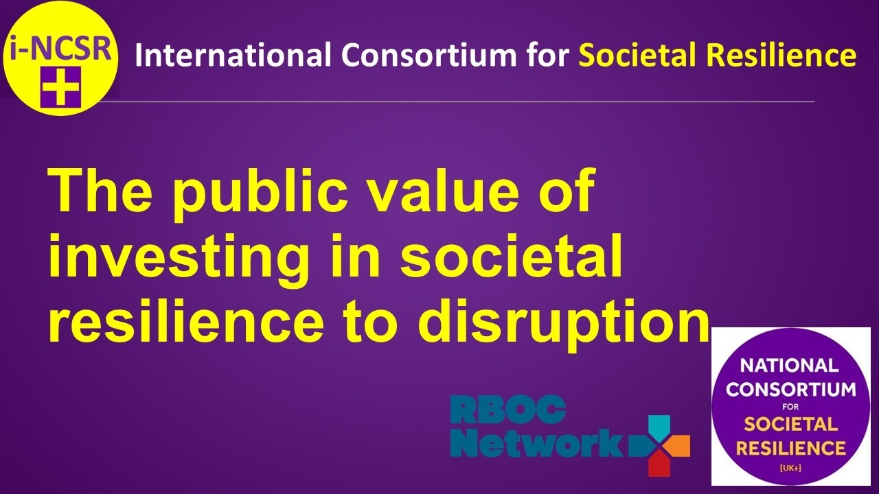 NCSR+ webinars - The public value of investing in societal resilience to disruption (£1 : £35.12)