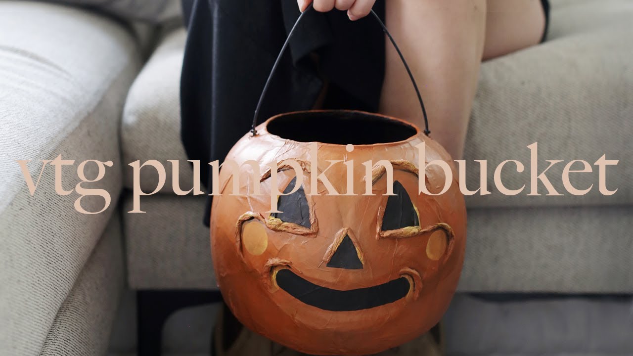 Vintage-Inspired Paper Mâché Pumpkin Bucket