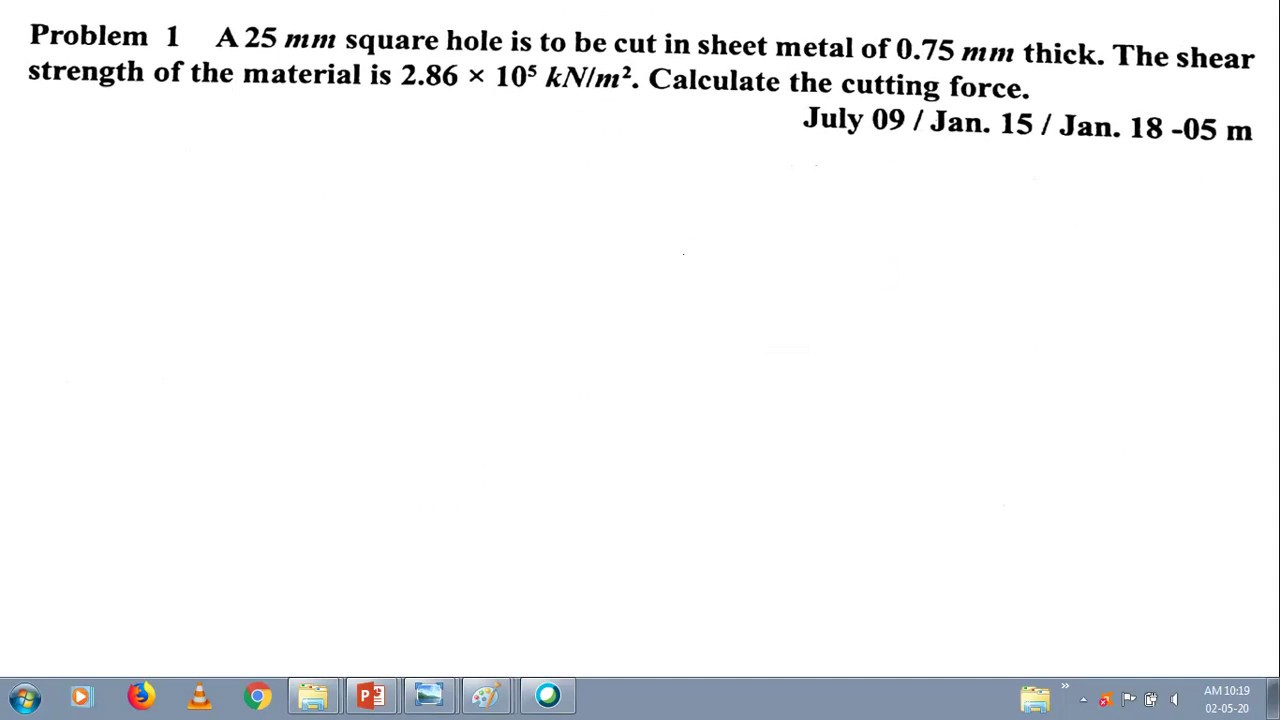 Baban P D's metal forming, sheet metal problems,  17ME653, tutorial 1
