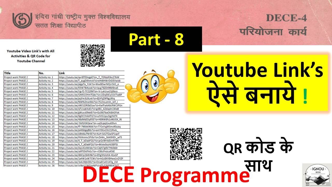 DECE 4 PART - 8 Project Work || Youtube Links & QR code || Full info 2024 & 25 session