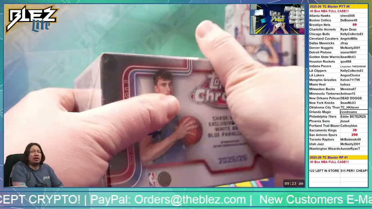 2025-26 Topps Chrome Blaster NBA 40 Box Full Case Break #6 Pick Your Team