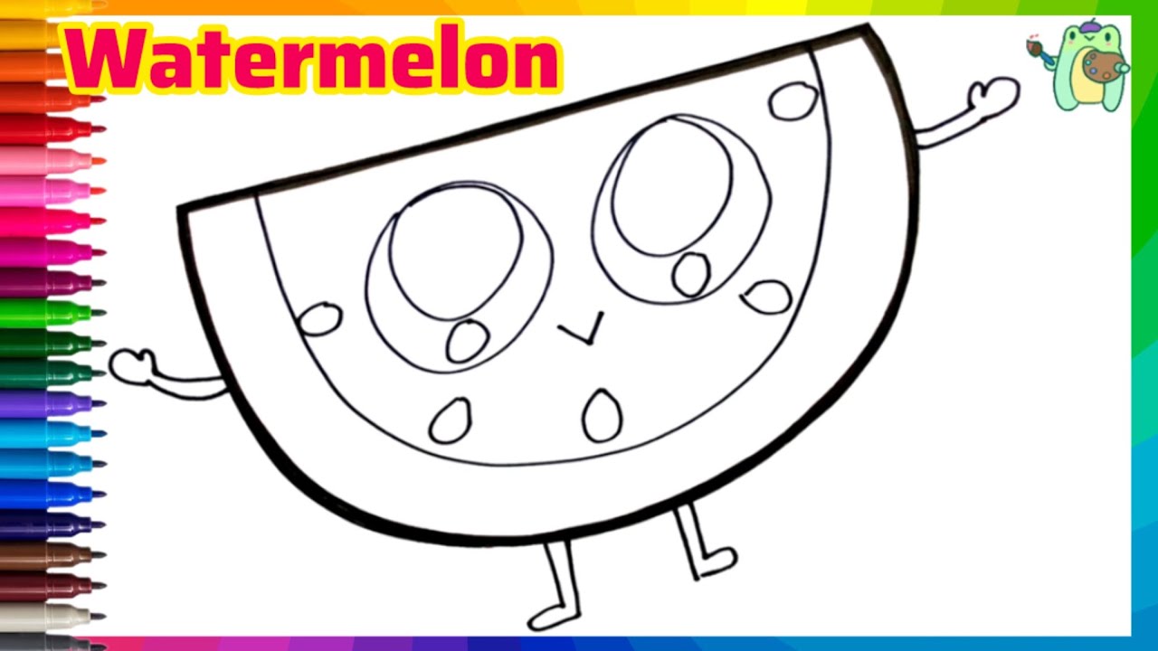 How to Draw a Funny Watermelon Slice 🍉 | Watermelon Drawing | Kawaii Fruit Drawing
