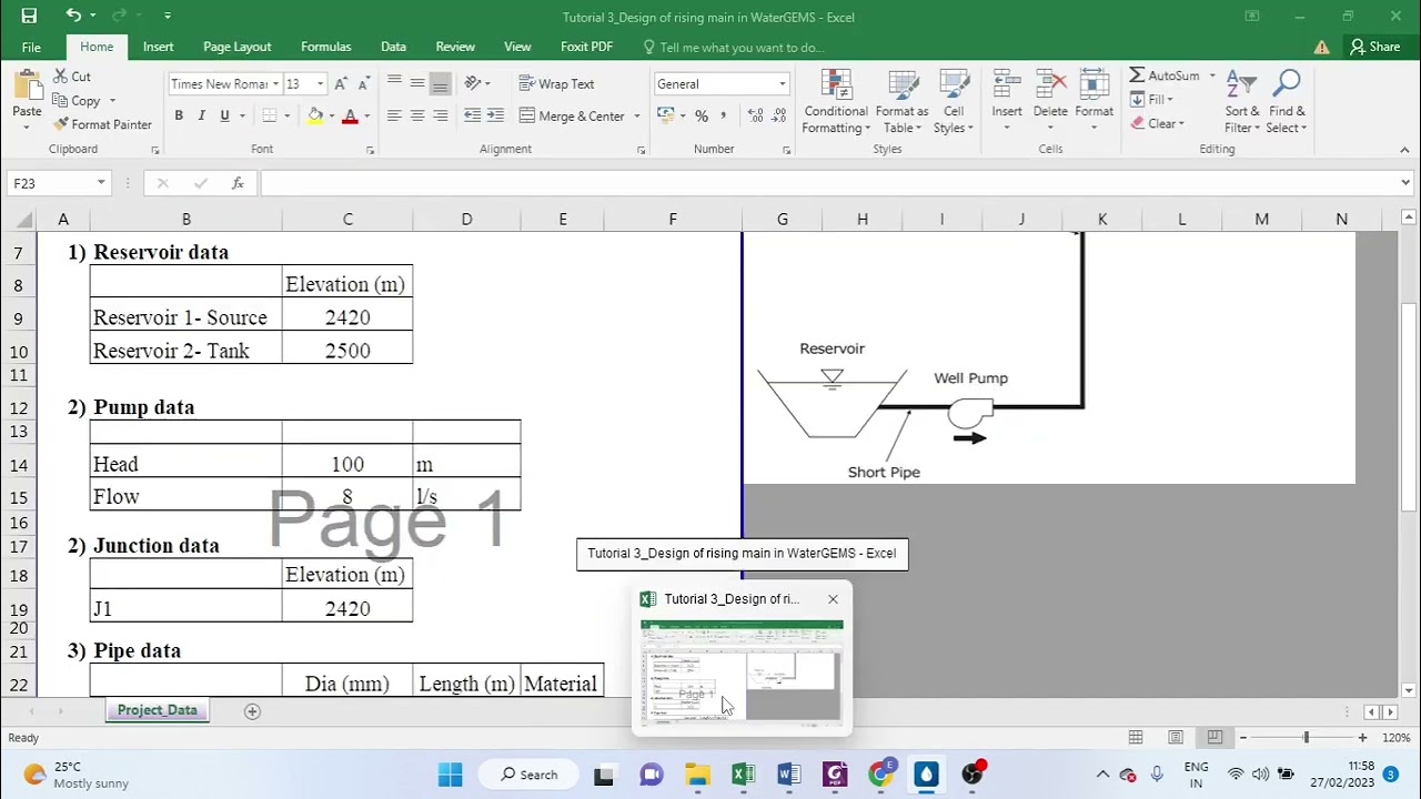 WaterGEMS - Learn to design a Rising main (pipe) for pumping water supply scheme