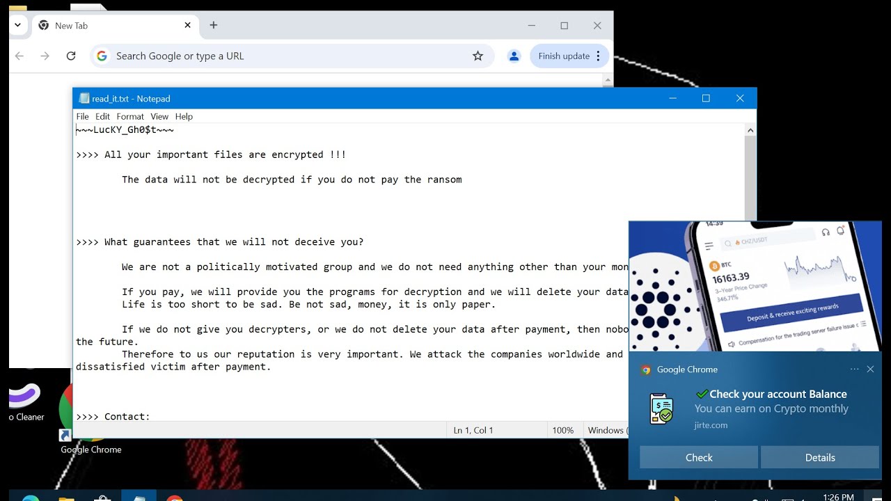 Lucky Gh0$t ransomware removal from Chaos family.