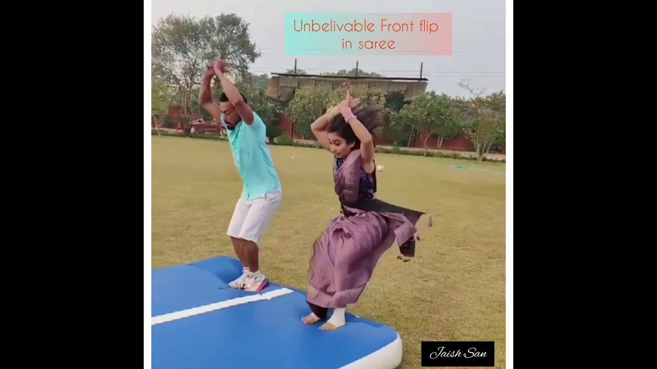 Front flip Saree @ Parul Arora 🤸‍♀️// National level Gymnast // Wearing Saree Flip // Viral video💥🔥