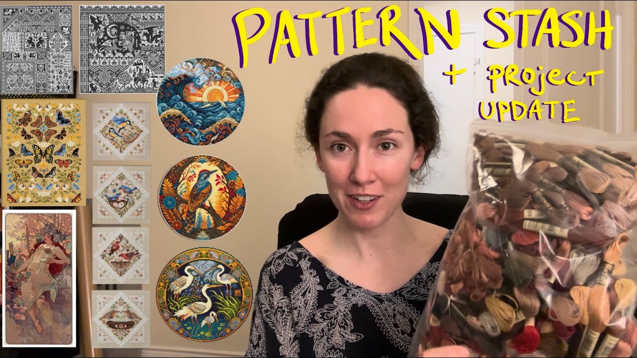 FlossTube #3 My “To Be Stitched” Pattern Stash + Merejka Cross Stitch Project Update