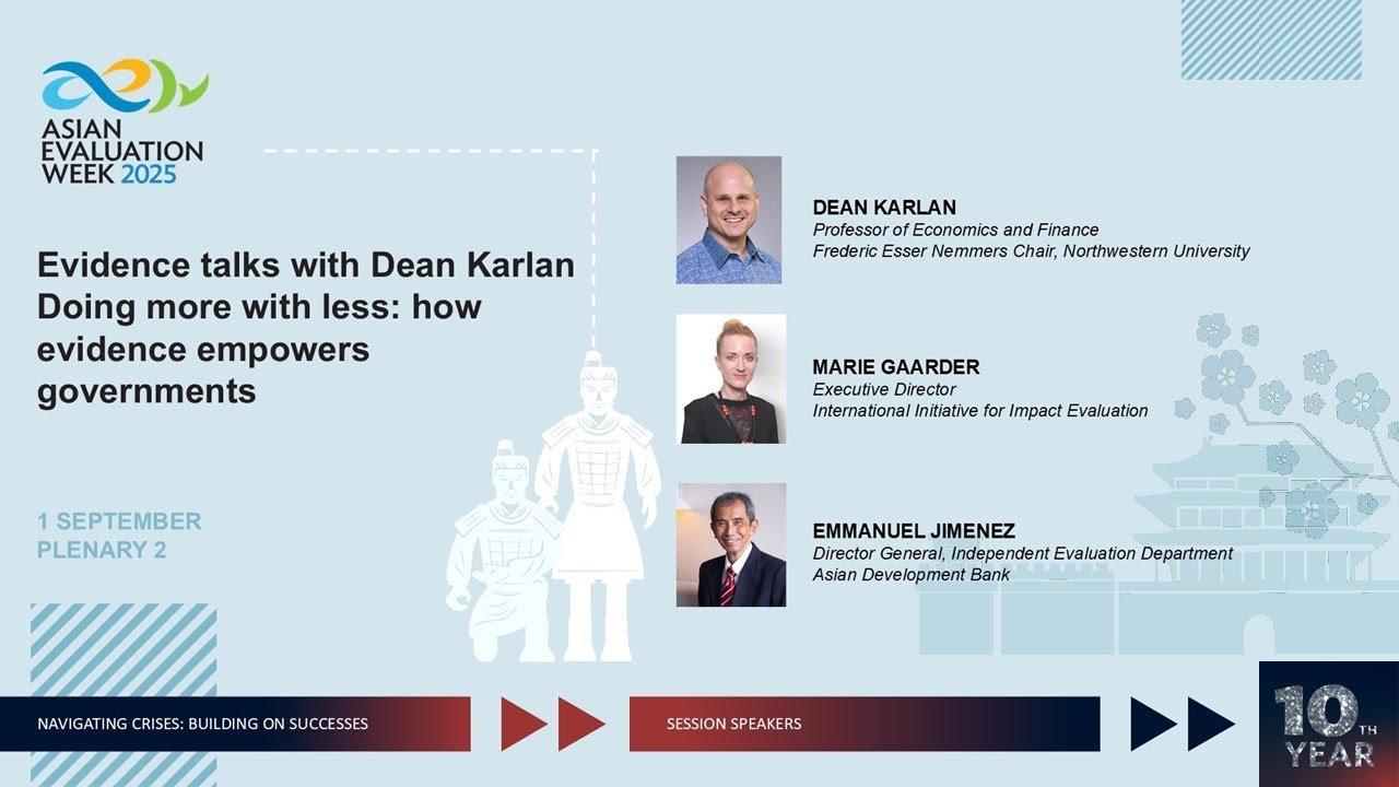 Plenary 2: Evidence talks with Dean Karlan - Doing more with less: How evidence empowers governments