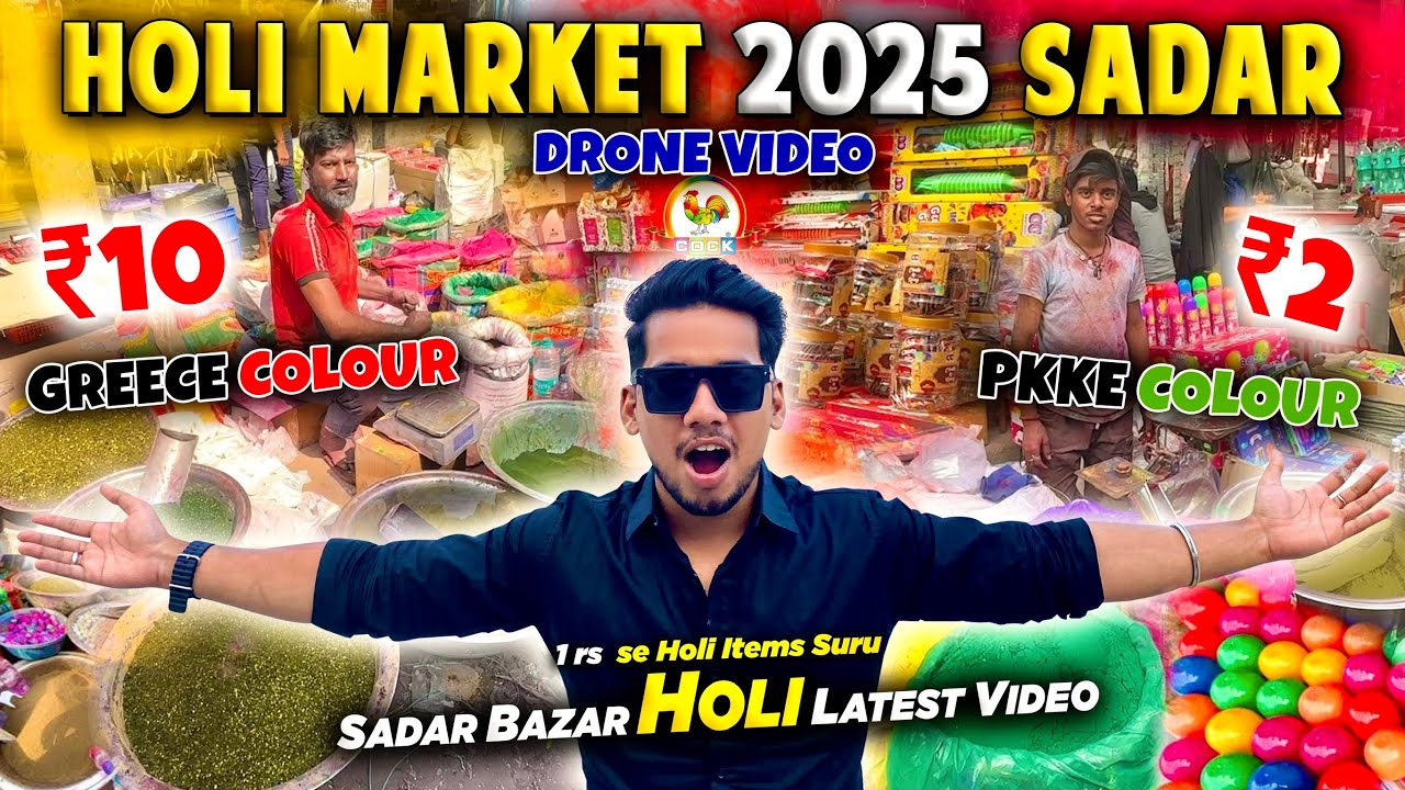 Cheapest Holi Market 2025 🔥Exploring Gulal, Pichkari ₹4Rs | Holi Stash | Sadar Bazar Holi Market