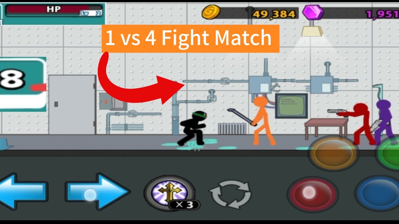 1 vs 4 Fighting Match| Anger of stik 5 Gameplay| Gaming video| level 8 complete ✅| viral video 