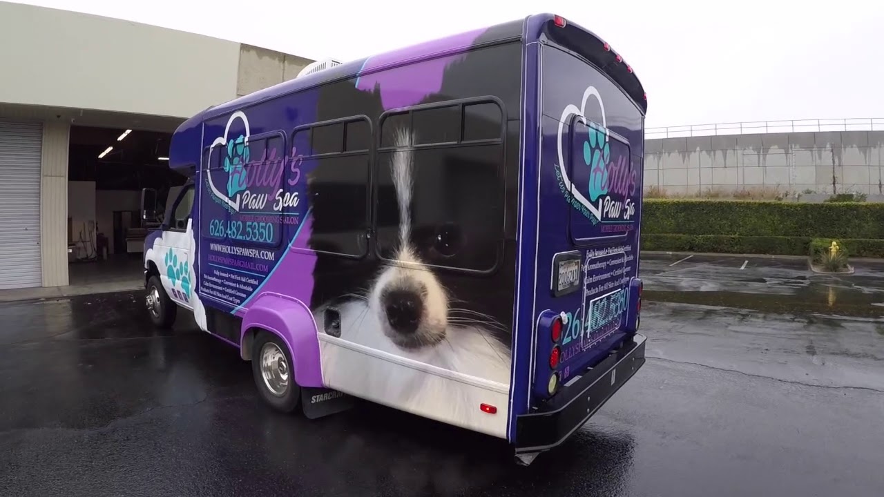 Mobile Dog Grooming Bus Wrap