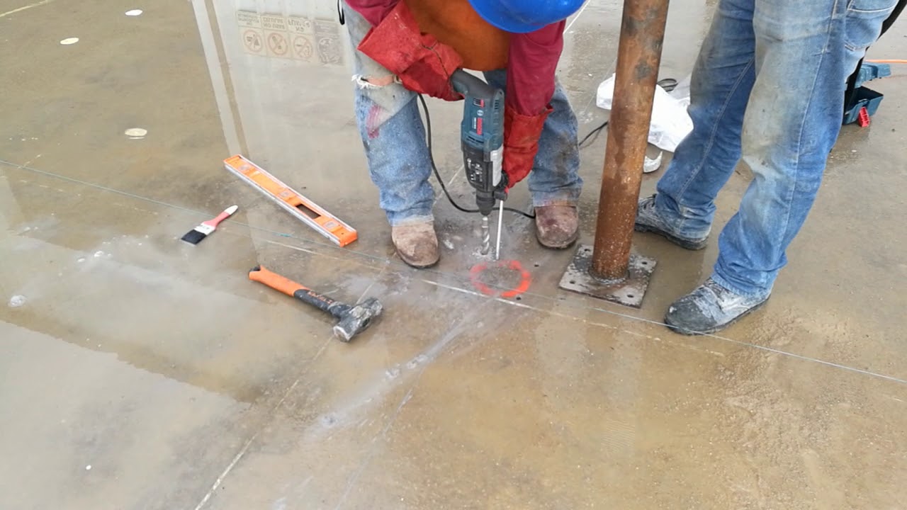 ESTRUCTURA, COLOCACI&Oacute;N DE PILAR DE ACERO A BASE DE PLACA MET&Aacute;LICA PARTE 1
